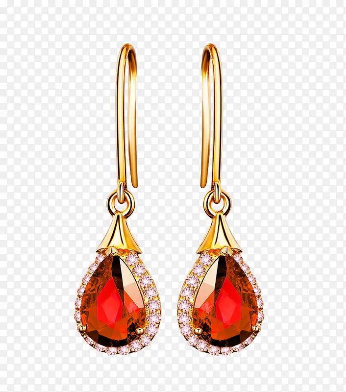 红色简约宝石耳环装饰图案