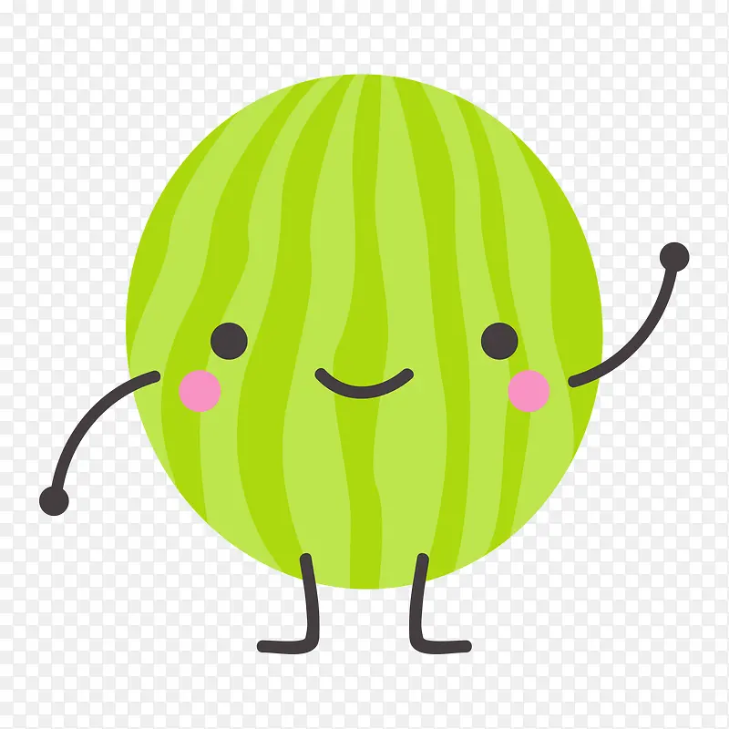 绿色微笑的西瓜水果表情