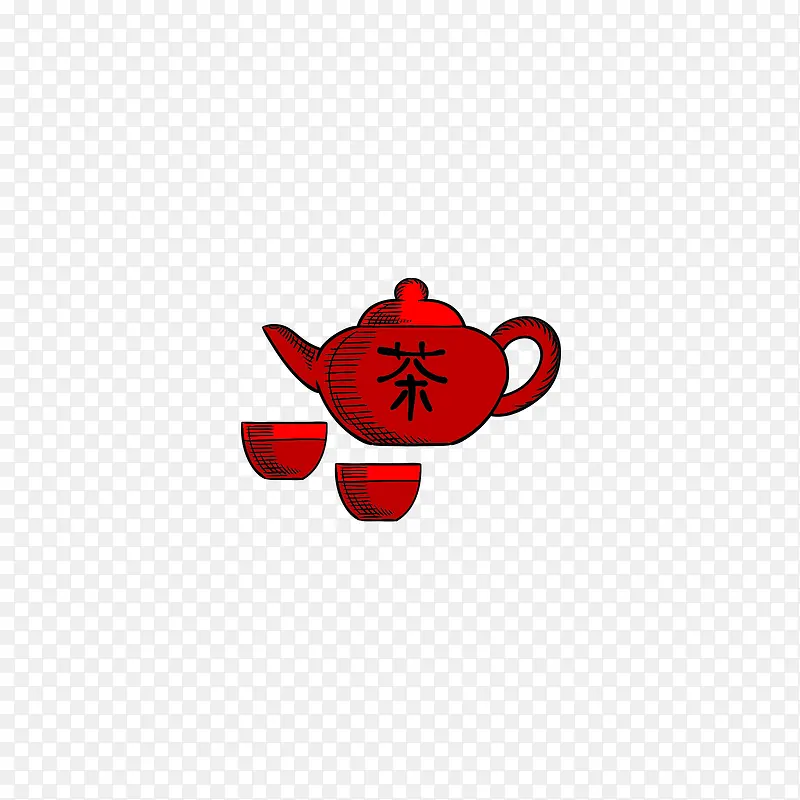 红色的茶壶和茶杯