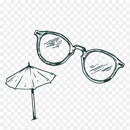 手绘的眼镜盒雨伞