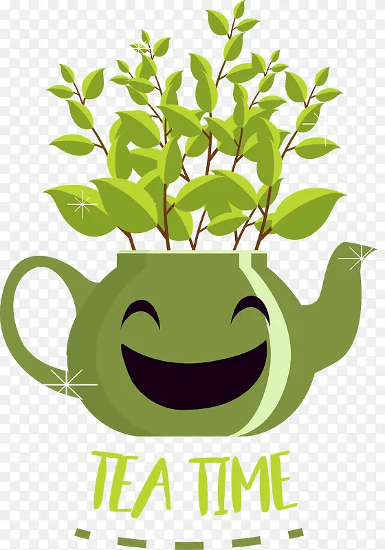 卡通绿色的茶壶