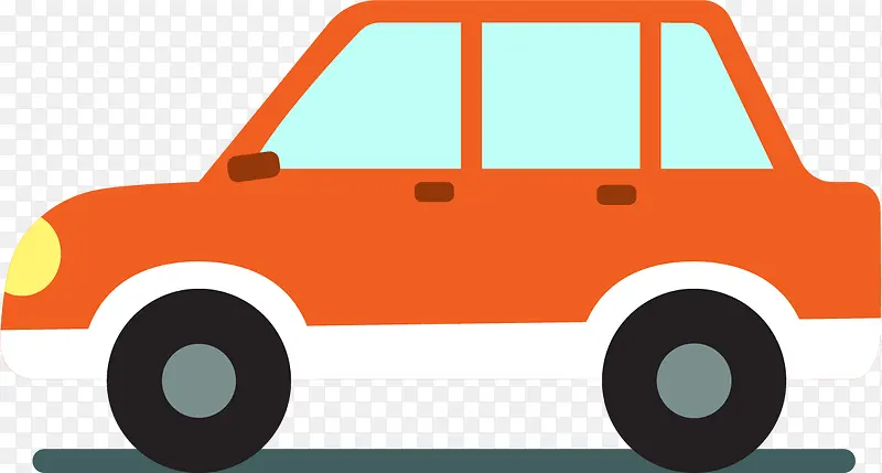 手绘橙色汽车小轿车