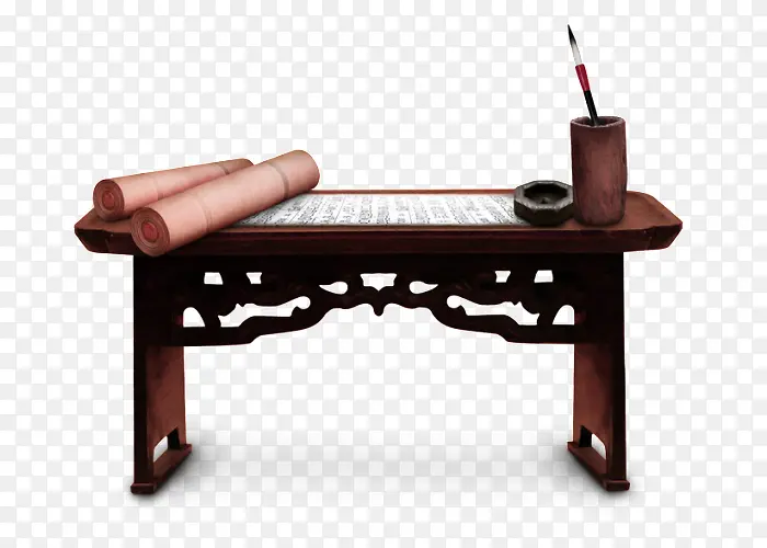 古代木质书桌装饰图案