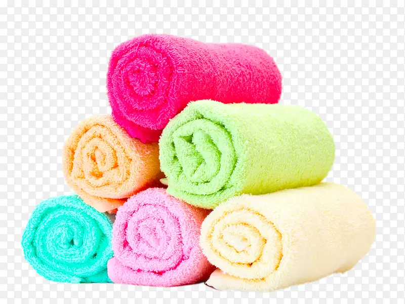 6种颜色的洗浴毛巾
