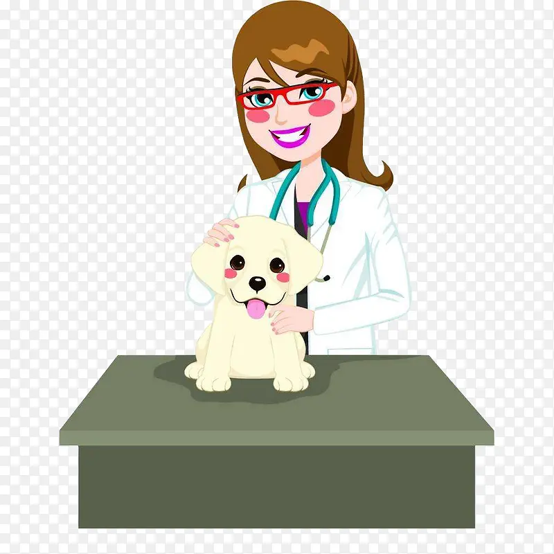 卡通宠物医生和狗狗
