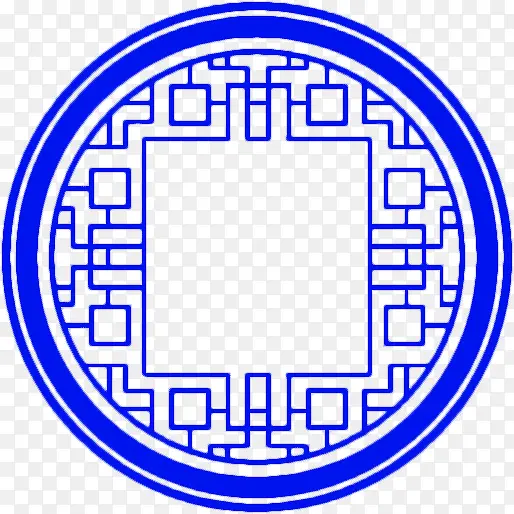 蓝色中国风窗花窗户装饰图案