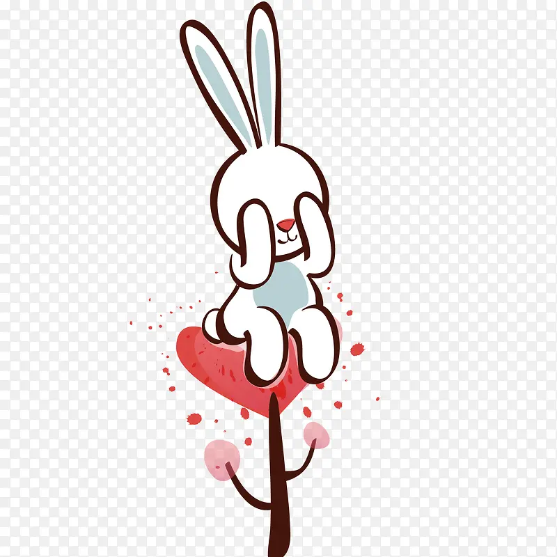 卡通手绘遮起眼睛的小兔子
