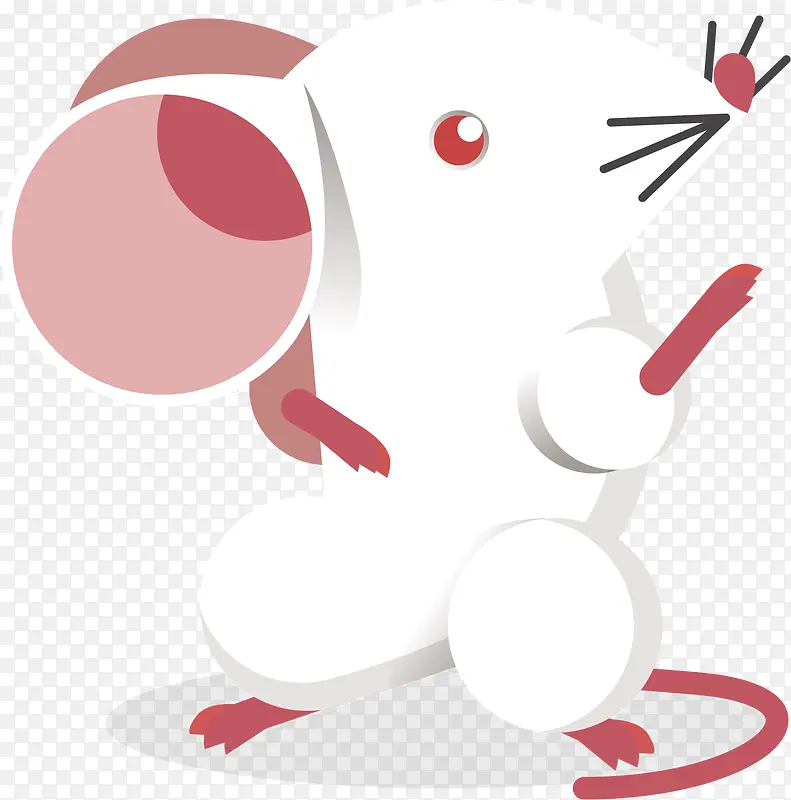 矢量图手绘卡通可爱的小白鼠