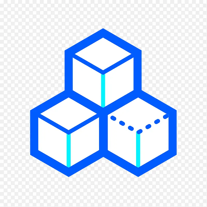 蓝色手绘立体方形盒子组合