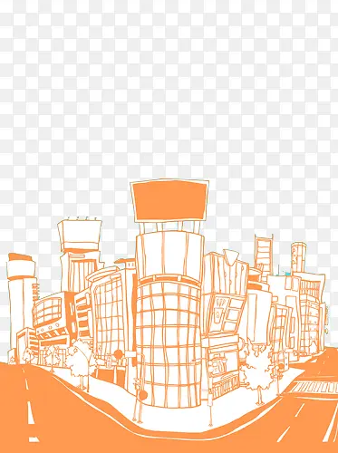 手绘城市建筑插画