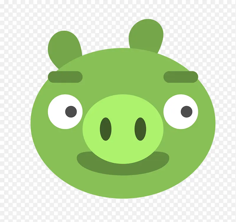 手绘卡通可爱绿色小猪脸