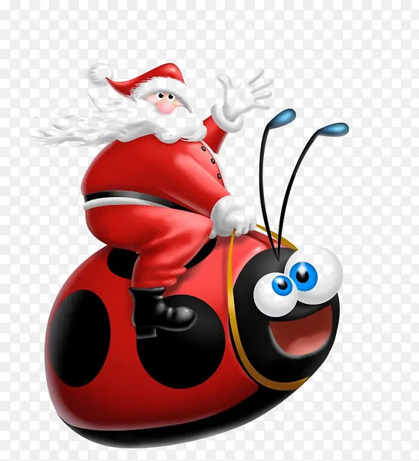 圣诞老爷爷骑着瓢虫
