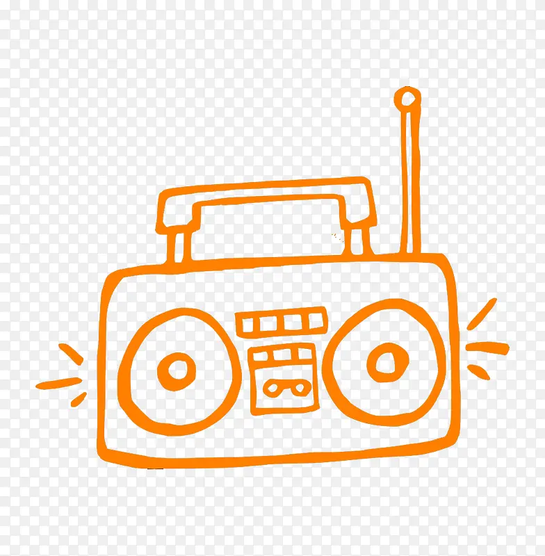 卡通橙色线条收音机