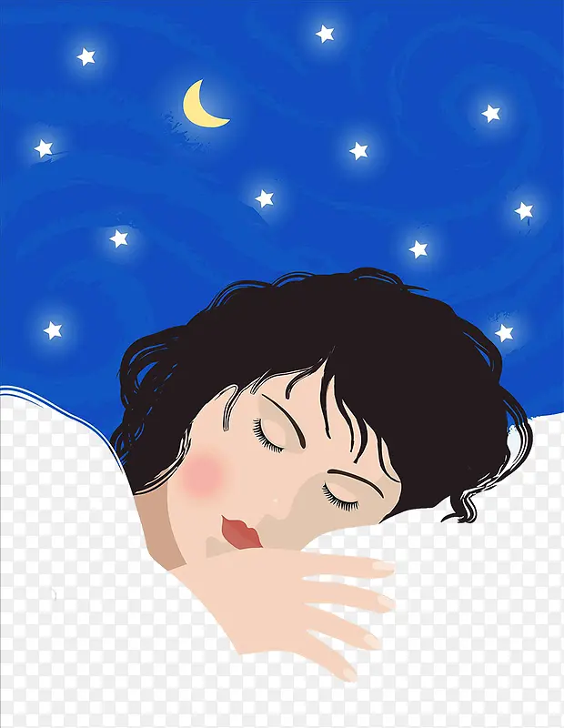 装饰插图夜晚睡着的女人