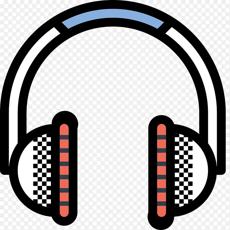 黑色手绘弯曲耳机元素