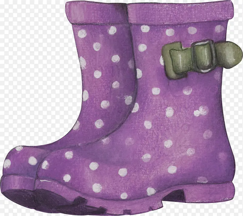 紫色的手绘靴子装饰