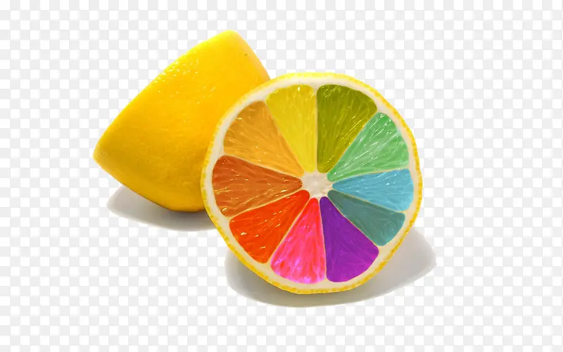 彩色创意的新鲜柠檬