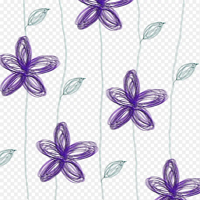 蓝色线描花纹背景素材