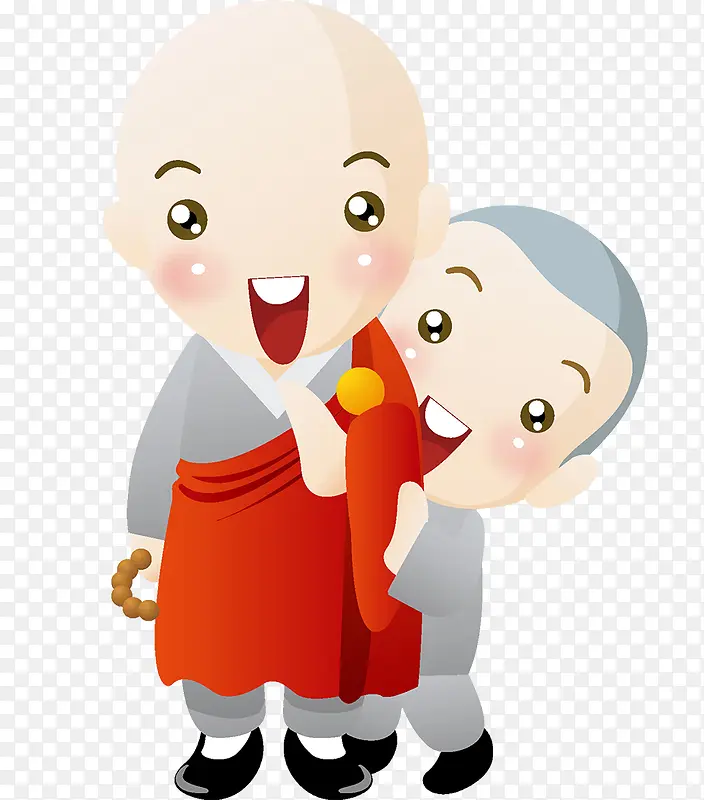 矢量插图两个小僧侣
