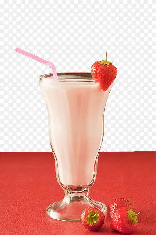一杯草莓牛奶饮品