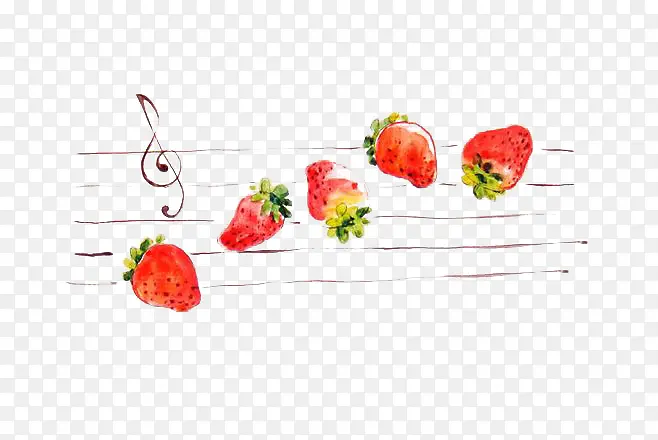 草莓五线音符创意插画