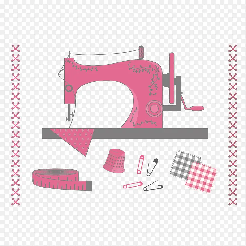 矢量粉色缝纫机