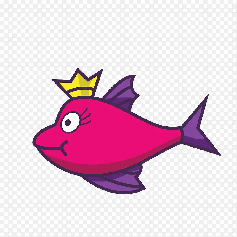 卡通戴皇冠的鱼儿设计