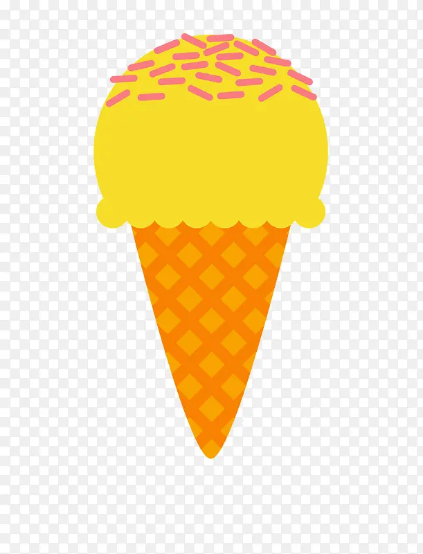 黄色扁平卡通冰淇淋
