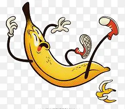 创意香蕉人踩果皮