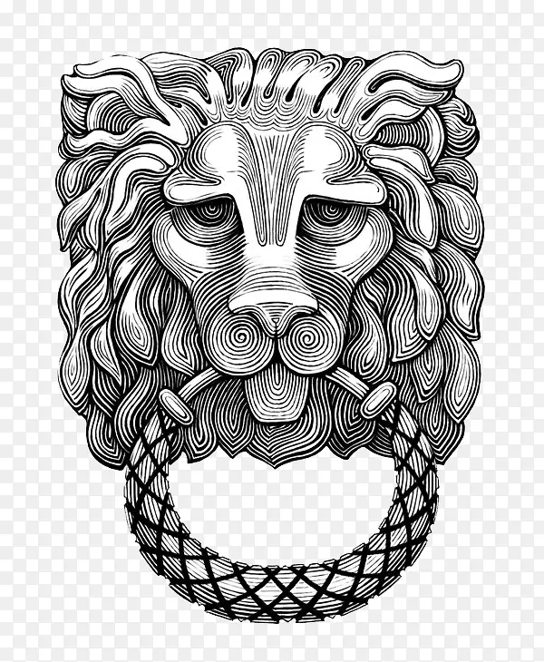 黑白狮子头图案