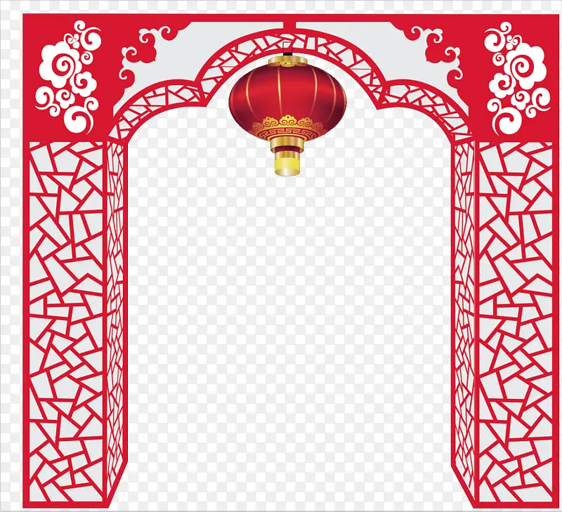 红色中式拱门