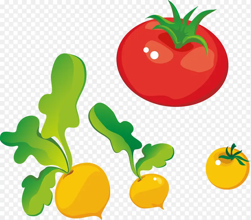 黄色萝卜西红柿矢量蔬菜