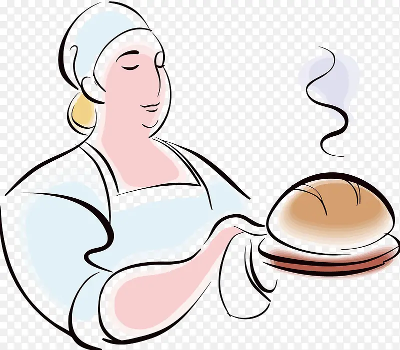 矢量烤面包的妇女
