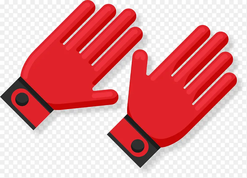 红色扁平化专业手套
