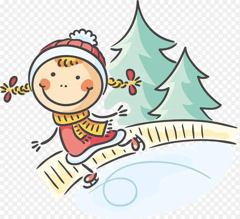 可爱小人滑冰入冬素材