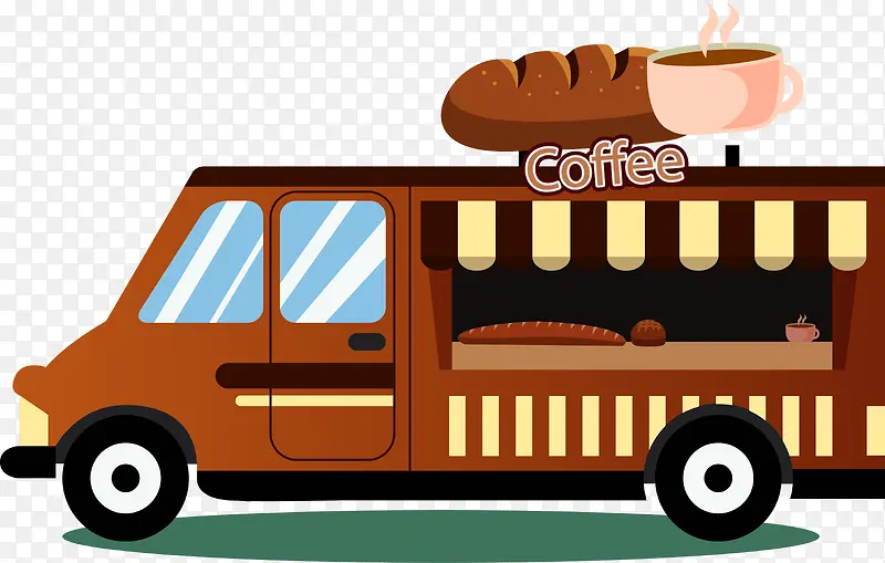 卡通咖啡食物车子素材图