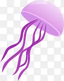 夏日手绘海底紫色水母