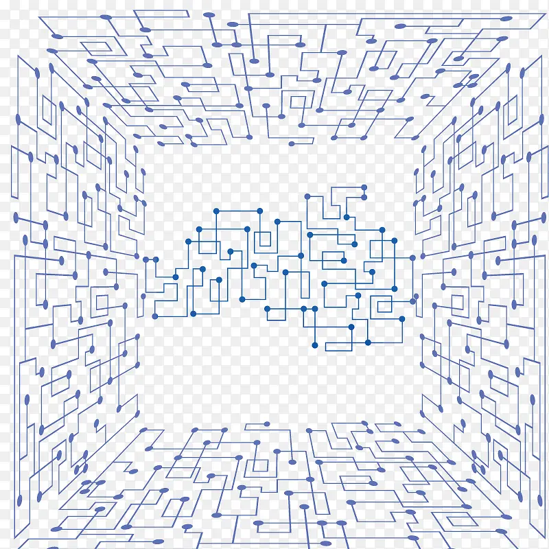 矢量电路方形隧道效果免费下载