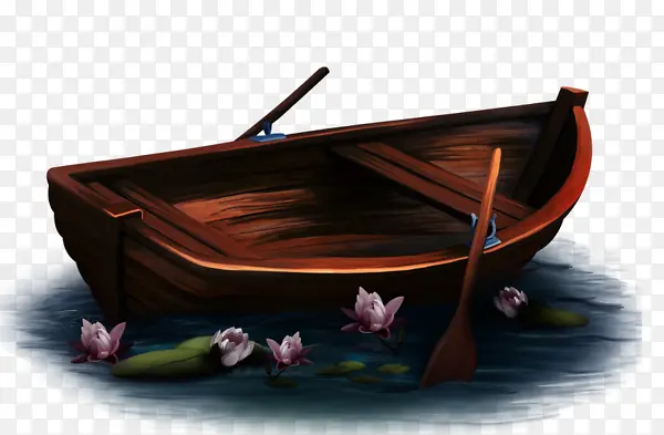 划桨小木船
