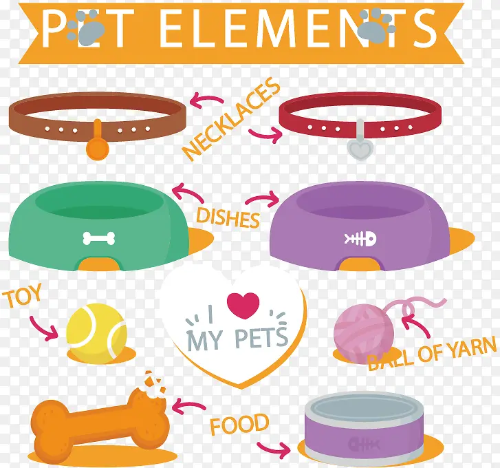 精美宠物用品矢量素材