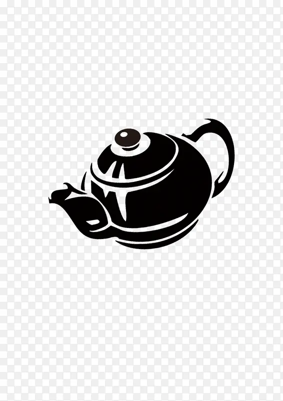 黑色手绘茶壶
