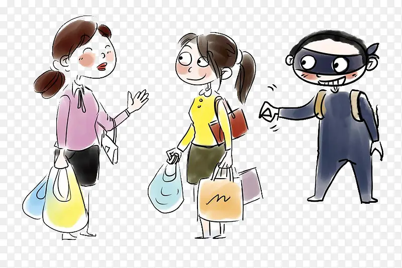 手绘卡通扒手行窃场景PNG图片素材下载_图片编号8400970-PNG素材网