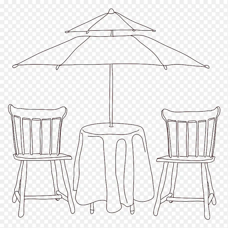 餐厅桌椅和太阳伞
