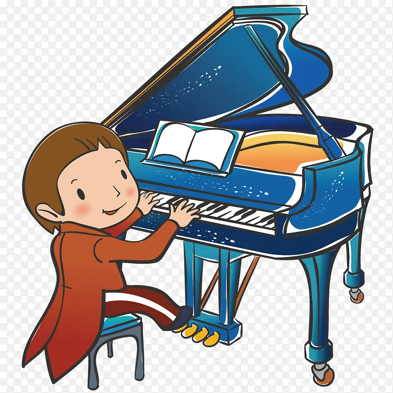 在弹钢琴的男孩