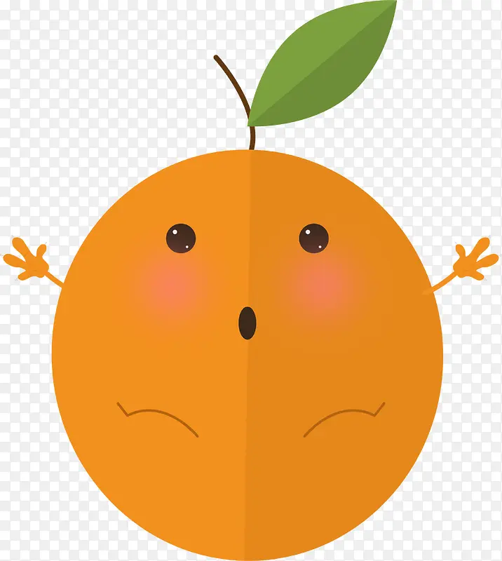 橙色扁平呆萌桔子