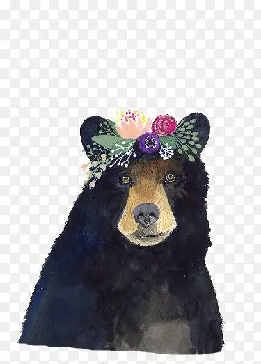 戴着花环的熊
