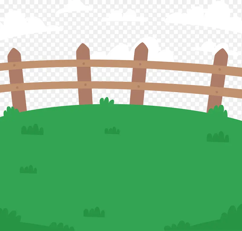 矢量图绿色草坪上的栅栏