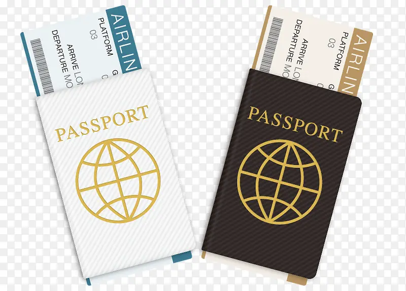 矢量旅游护照飞机票免费下载