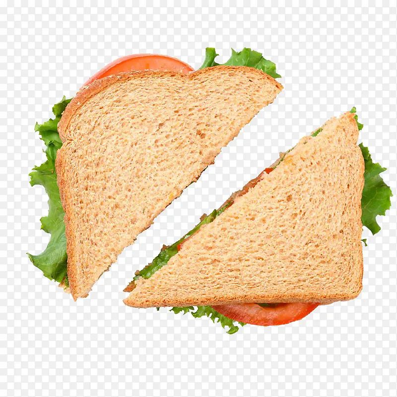 切开的三明治面包片