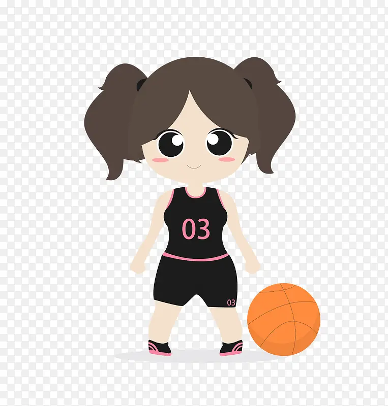 卡通打篮球的女孩